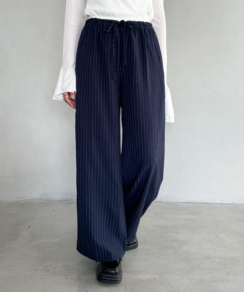 ダブルウエストピンストライプワイドパンツ | BA2253002 | ネイビー