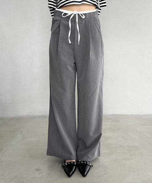 ダブルウエストスラックスワイドパンツ | BA2253003 | グレー