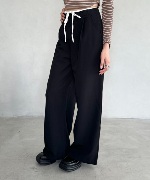 ダブルウエストスラックスワイドパンツ | BA2253003 | ブラック