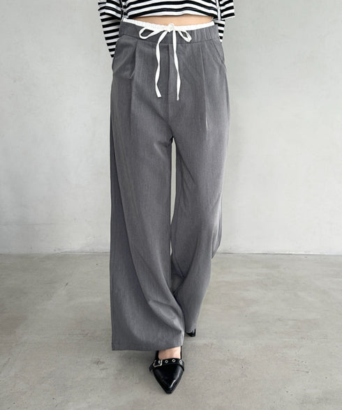 ダブルウエストスラックスワイドパンツ | BA2253003 | グレー