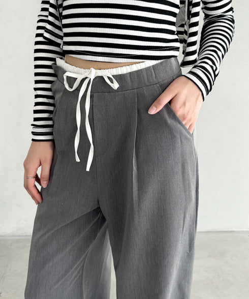 ダブルウエストスラックスワイドパンツ | BA2253003 | グレー