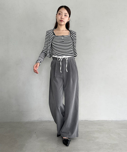 ダブルウエストスラックスワイドパンツ | BA2253003 | グレー