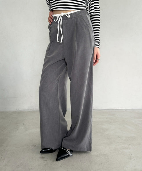 ダブルウエストスラックスワイドパンツ | BA2253003 | グレー
