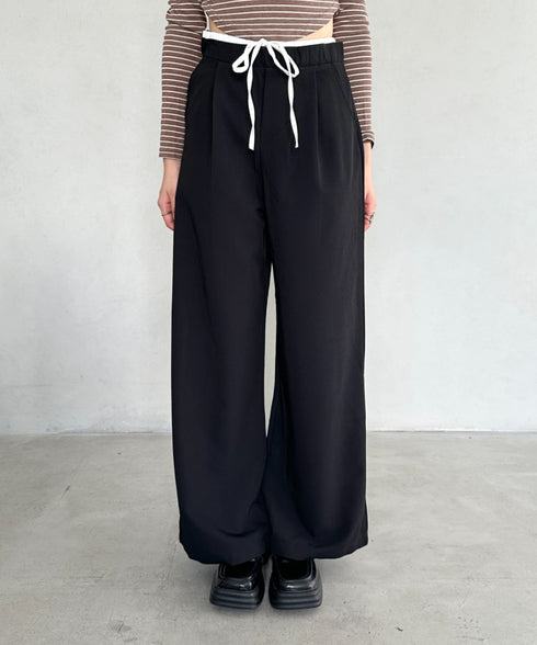 ダブルウエストスラックスワイドパンツ | BA2253003 | ブラック
