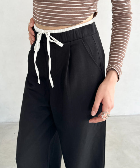 ダブルウエストスラックスワイドパンツ | BA2253003 | ブラック