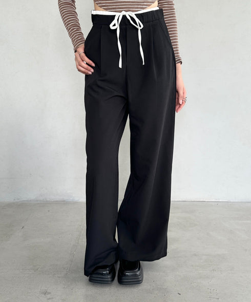 ダブルウエストスラックスワイドパンツ | BA2253003 | ブラック
