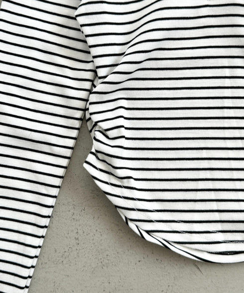 サイドギャザーボーダーコンパクトトップス | BA2253005 | ホワイト