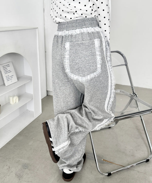フリルレースラインスウェットパンツ | SL2256037 | グレー