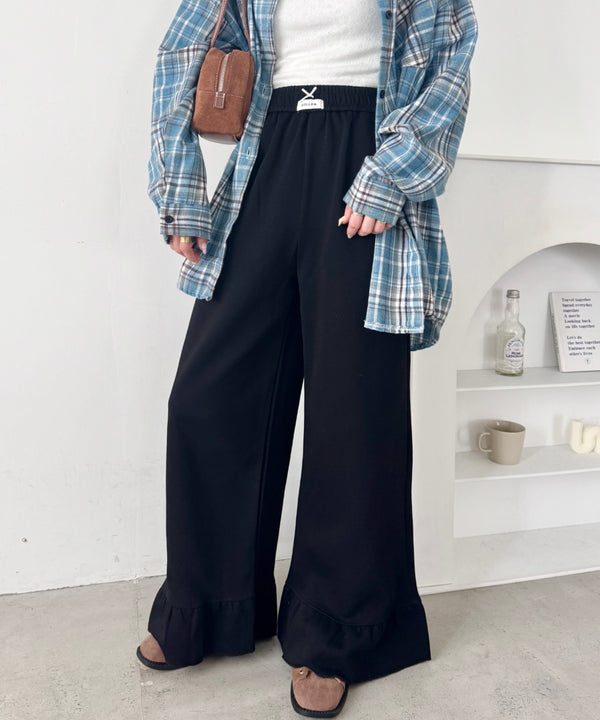 ワンポイントロゴ裾フリルパンツ | SL2256038 | ブラック