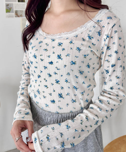 レース付きフラワートップス | SL2256050 | ライトブルー