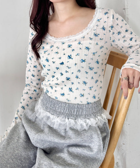 レース付きフラワートップス | SL2256050 | ライトブルー