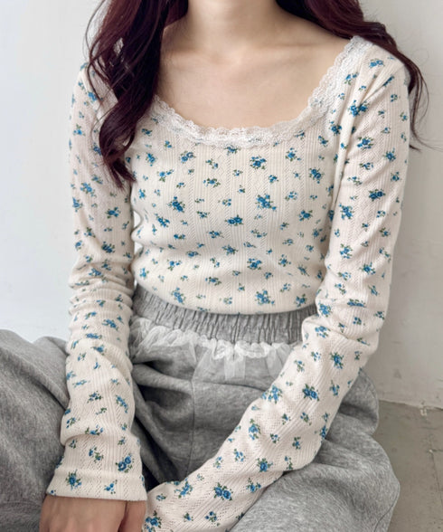 レース付きフラワートップス | SL2256050 | ライトブルー