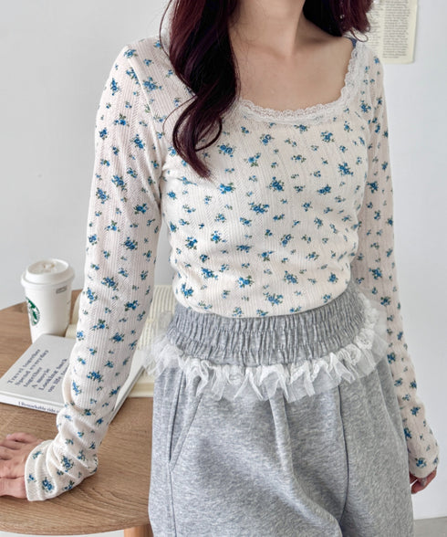 レース付きフラワートップス | SL2256050 | ライトブルー