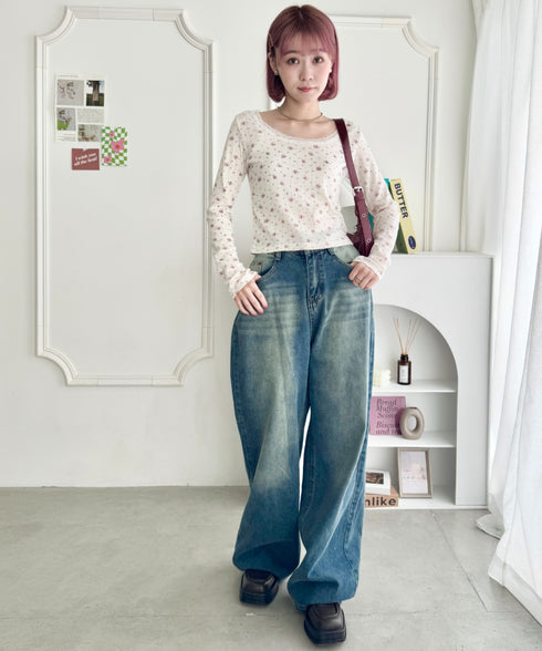 レース付きフラワートップス | SL2256050 | ピンク