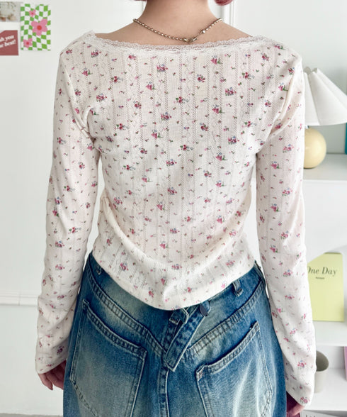 レース付きフラワートップス | SL2256050 | ピンク