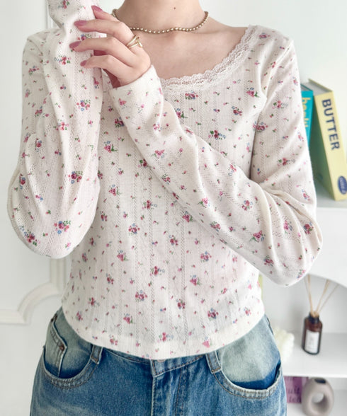 レース付きフラワートップス | SL2256050 | ピンク