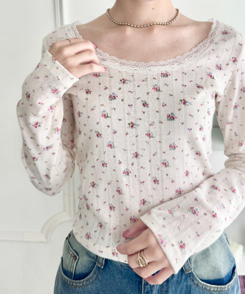 レース付きフラワートップス | SL2256050 | ピンク