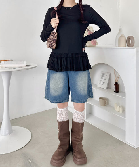 裾フリルトップス | SL2256041 | ブラック