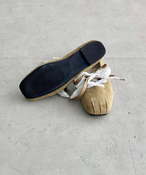 レースリボンスウェードバレエシューズ | SL3256042 | ベージュ