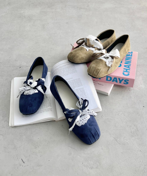 レースリボンスウェードバレエシューズ | SL3256042 | ベージュ