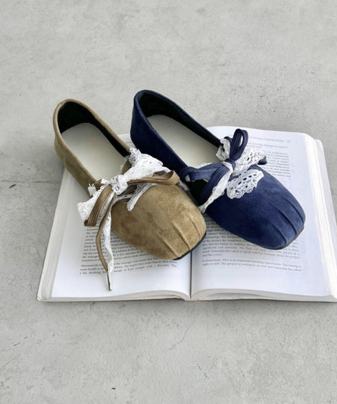 レースリボンスウェードバレエシューズ | SL3256042 | ネイビー