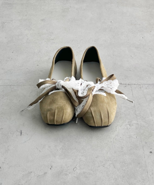 レースリボンスウェードバレエシューズ | SL3256042 | ベージュ