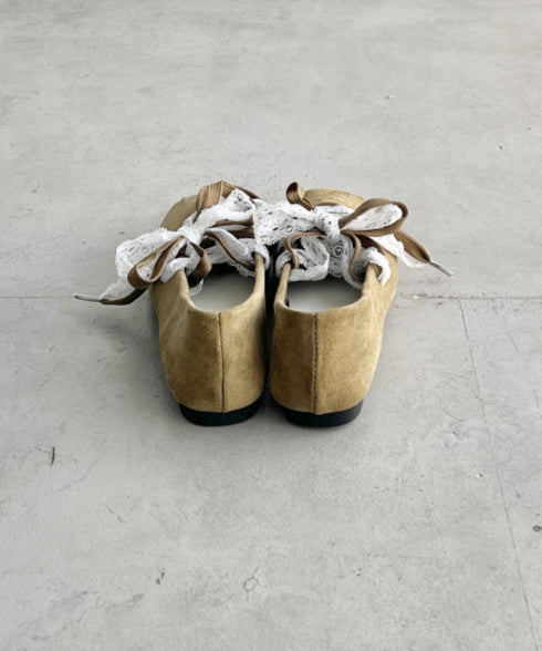 レースリボンスウェードバレエシューズ | SL3256042 | ベージュ