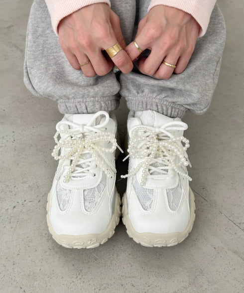 【靴紐2種set】ボリュームソールレーススニーカー | SL3256044 | ホワイト