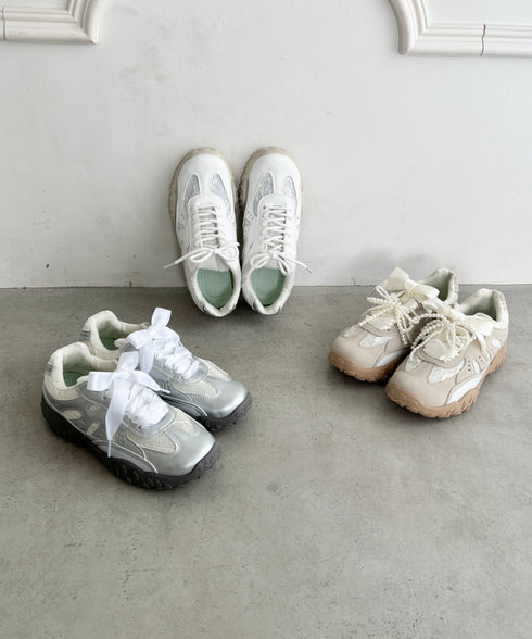 【靴紐2種set】ボリュームソールレーススニーカー | SL3256044 | ホワイト