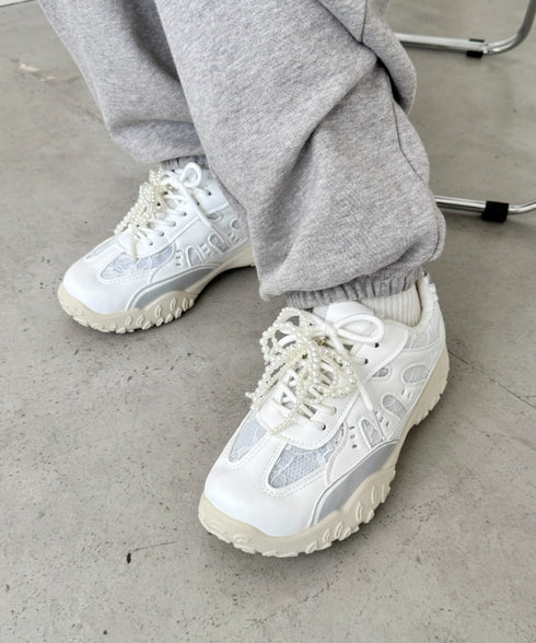 【靴紐2種set】ボリュームソールレーススニーカー | SL3256044 | ホワイト