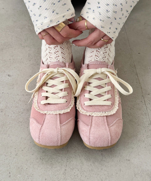 【靴紐2種set】フリルレーススニーカー | SL3256045 | ピンク