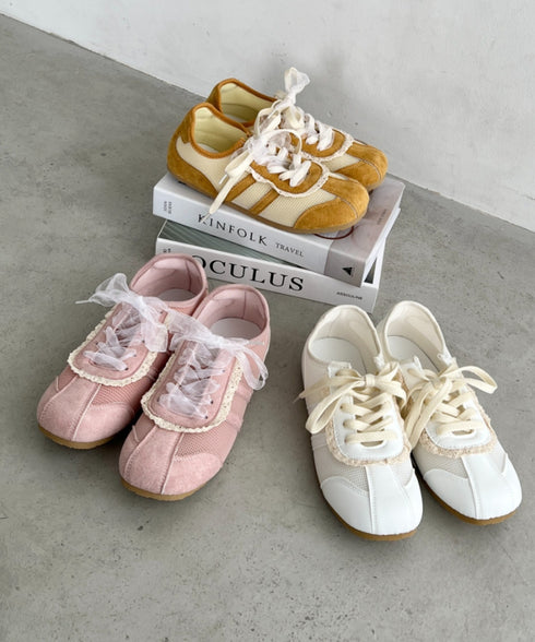 【靴紐2種set】フリルレーススニーカー | SL3256045 | ピンク