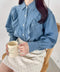 パールボタンフリルデニムシャツ | SL2256048 | ライトブルー