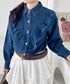 パールボタンフリルデニムシャツ | SL2256048 | ブルー