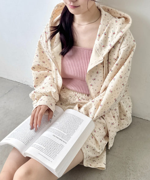 【セットアップ】小花柄ワッフルパーカー+ショートパンツ | SL2253014 | アイボリー