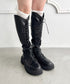 バックファスナーレースアップロングブーツ | LO3256019 | ブラック