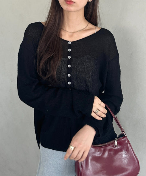 フロントスリットカーディガン | MD2253015 | ブラック