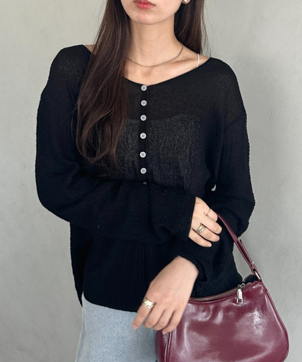 フロントスリットカーディガン | MD2253015 | ブラック