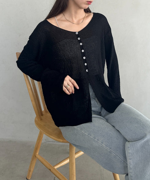 フロントスリットカーディガン | MD2253015 | ブラック