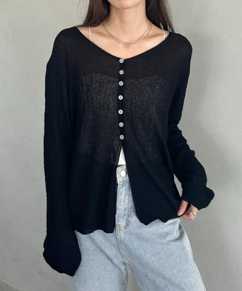 フロントスリットカーディガン | MD2253015 | ブラック