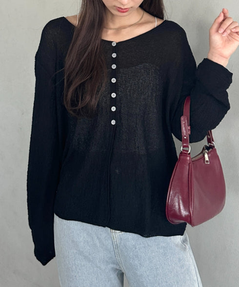 フロントスリットカーディガン | MD2253015 | ブラック