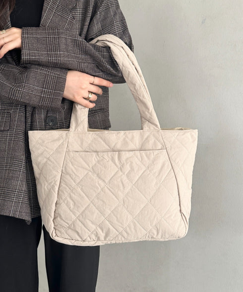 ファスナー付きキルティング軽量トートバッグ マザーズバッグ | MD1253019 | ベージュ