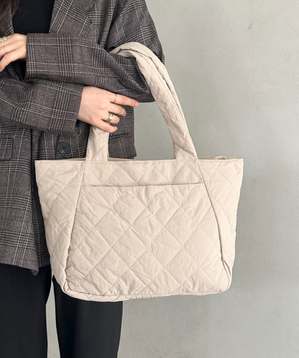 ファスナー付きキルティング軽量トートバッグ マザーズバッグ | MD1253019 | ベージュ