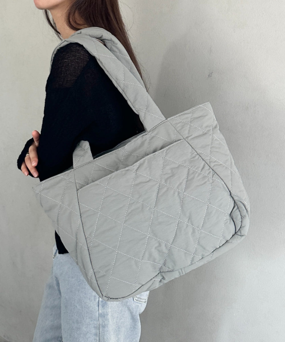 ファスナー付きキルティング軽量トートバッグ マザーズバッグ