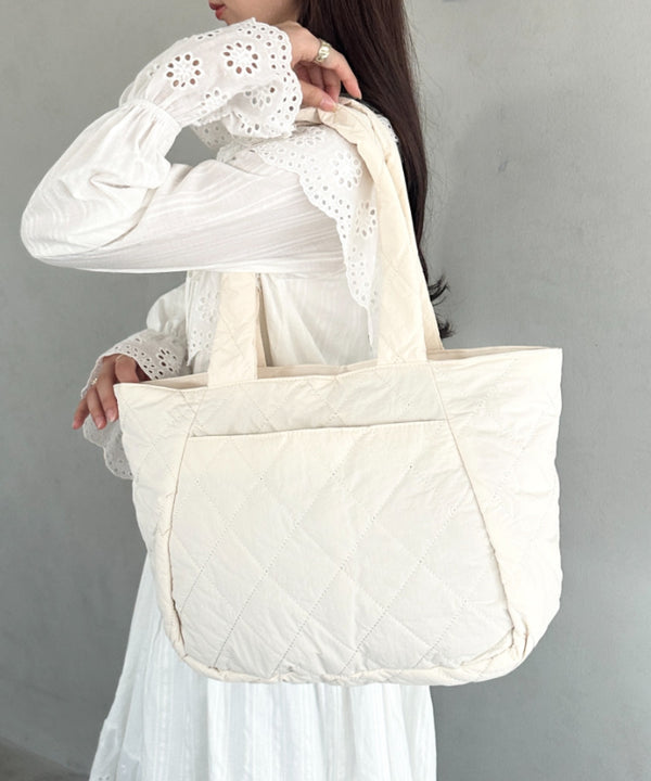 ファスナー付きキルティング軽量トートバッグ マザーズバッグ | MD1253019 | ホワイト