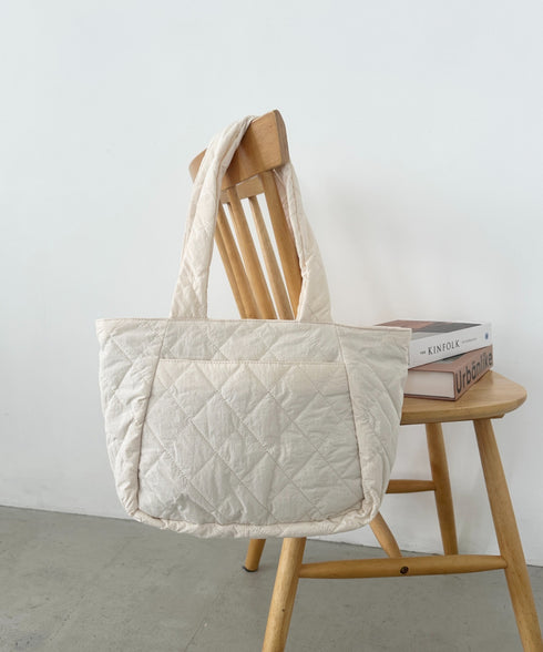 ファスナー付きキルティング軽量トートバッグ マザーズバッグ | MD1253019 | ホワイト