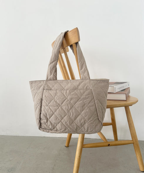 ファスナー付きキルティング軽量トートバッグ マザーズバッグ | MD1253019 | ベージュ