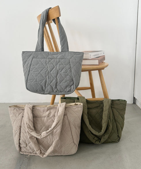 ファスナー付きキルティング軽量トートバッグ マザーズバッグ | MD1253019 | ベージュ