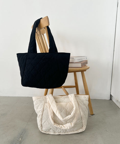 ファスナー付きキルティング軽量トートバッグ マザーズバッグ | MD1253019 | ブラック