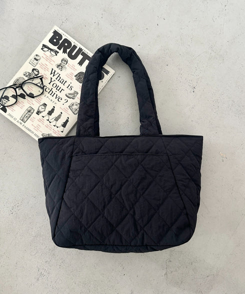 ファスナー付きキルティング軽量トートバッグ マザーズバッグ | MD1253019 | ブラック